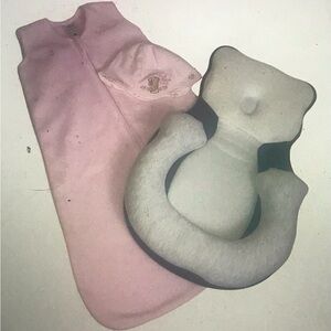 Baby Infant Anti Roll Pillow Sleep Sack Swaddle Winnie Pooh Beanie Cap Halo Gigi